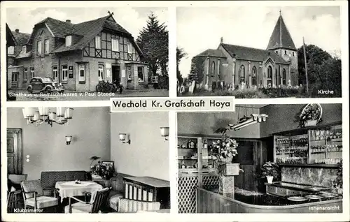 Ak Wechold Hilgermissen Niedersachsen, Gasthaus Paul Steede, Kirche