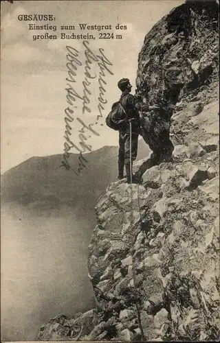 Ak Gesäuse Steiermark, Westgrat, Buchstein, Bergsteiger