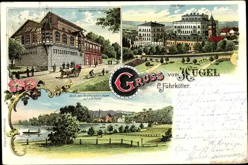 Litho Essen im Ruhrgebiet, Restaurant, Villa Hügel, Ruhrpartie, Restauration