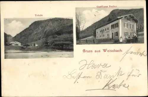 Ak Weißbach an der Alpenstraße Schneizlreuth Oberbayern, Gasthaus Dufter, Totalansicht