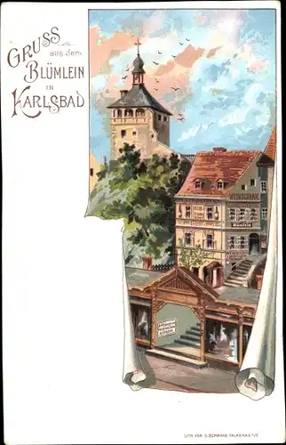 Litho Karlovy Vary Karlsbad Stadt, Blümlein