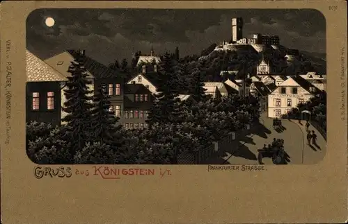 Mondschein Litho Königstein im Taunus, Frankfurter Straße