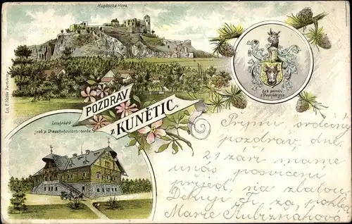 Wappen Litho Velké Kunětice Groß Kunzendorf Reg. Olmütz, Letodradek, Burg