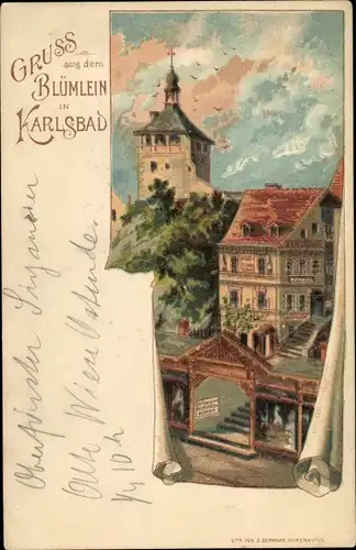 Litho Karlovy Vary Karlsbad Stadt, Blümlein