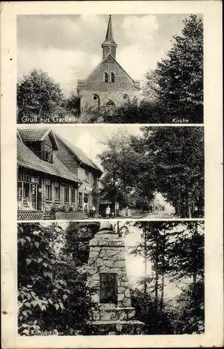 Ak Garßen Garssen Celle in Niedersachsen, Kirche, Gedenkstein, Dorfstraße