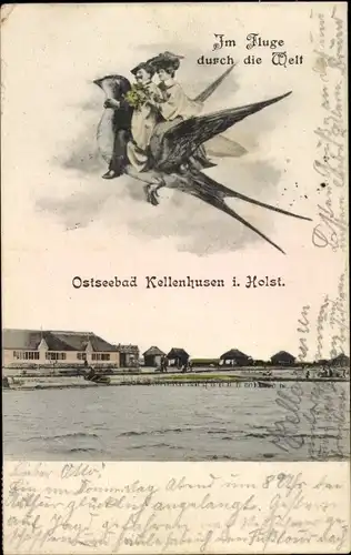 Ak Ostseebad Kellenhusen in Holstein, Ehepaar fliegt auf Schwalbe
