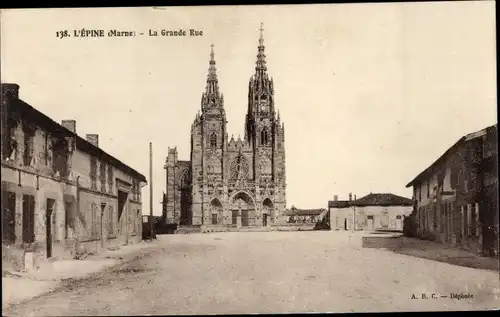 Ak L'Épine Marne, Grande Rue, Kirche