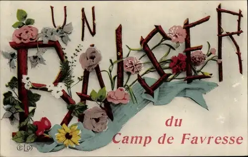 Buchstaben Ak Favresse Marne, Camp Favresse, Blumen