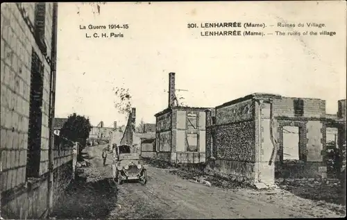 Ak Lenharrée Marne, Ruinen, Kriegszerstörung I. WK