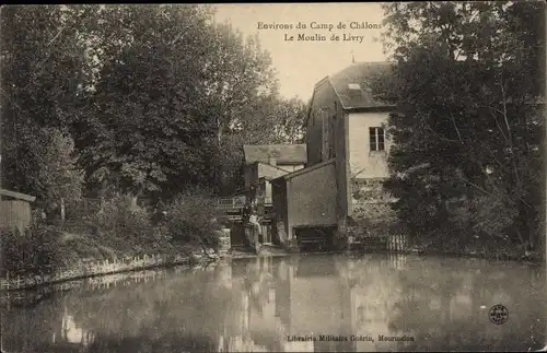 Ak Livry Louvercy Marne, Mühle