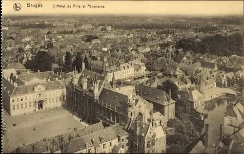 Ak Bruges Brügge Flandern Westflandern, l'Hotel de Ville, Panorama