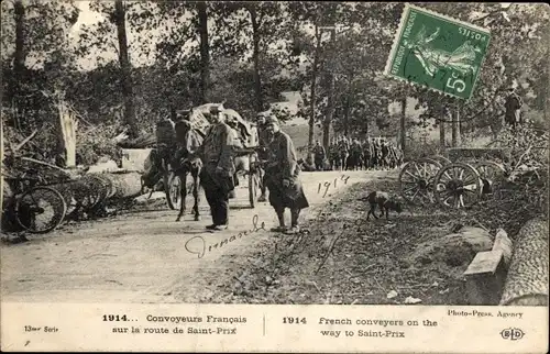 Ak Convoyeurs Francais sur la Route de Saint Prix, Militärkonvoi