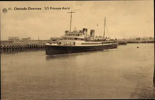 Ak Oostende Ostende Douvres Westflandern, S S Princesse Astrid