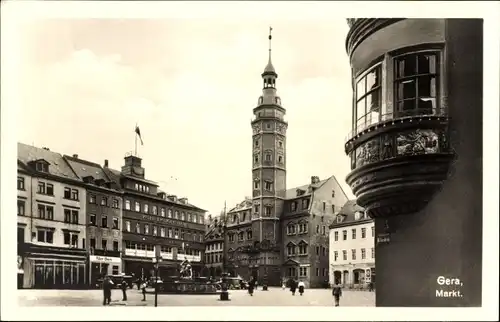 Ak Gera in Thüringen, Marktplatz, Rathaus, Konfektionshaus Ernst Rauh, Geschäft Albin Beck