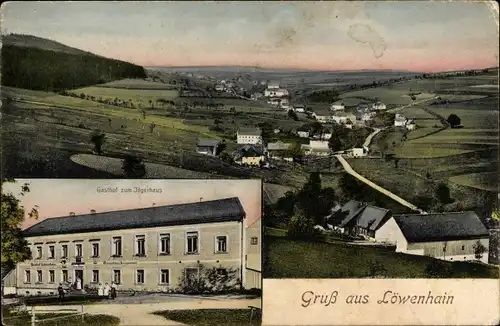 Ak Löwenhain Geising Altenberg Erzgebirge, Gasthof zum Jägerhaus, Totalansicht