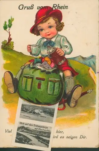 Leporello Ak Königswinter am Rhein, Drachenfels, Siebengebirge, Wandermädchen