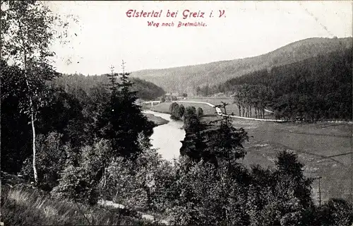 Ak Bretmühle Greiz im Vogtland, Elstertal