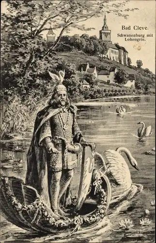 Künstler Ak Bad Cleve Kleve am Niederrhein, Schwanenburg, Lohengrin