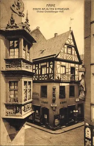 Ak Mainz in Rheinland Pfalz, Erker am alten Gymnasium, Ant. Degenhardt, Fachwerk