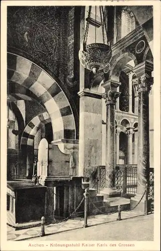 Ak Aachen in Nordrhein Westfalen, Krönungsstuhl Kaiser Karls des Großen