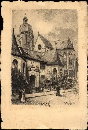 Künstler Ak Schwenzer, G. W., Mainz am Rhein, Stephanskirche