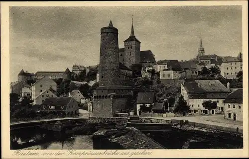 Ak Bautzen in der Lausitz, Blick von der Kronprinzenbrücke aus