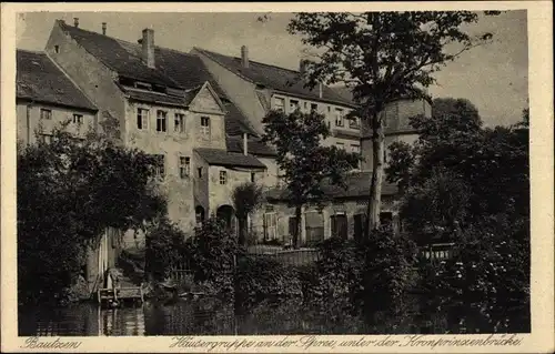 Ak Bautzen in der Lausitz, Häusergruppe an der Spree, Unter der Kronprinzenbrücke