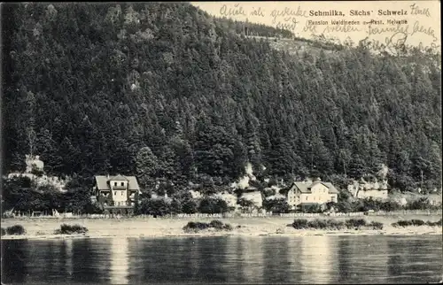 Ak Schmilka Bad Schandau Sächsische Schweiz, Pension Waldfrieden und Restaurant Helvetia