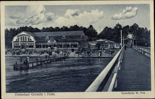 Ak Ostseebad Grömitz in Holstein, Strandhalle W. Fick