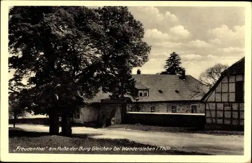 Ak Wandersleben Drei Gleichen Thüringen, Gasthaus Freudenthal am Fuß der Burg Gleichen