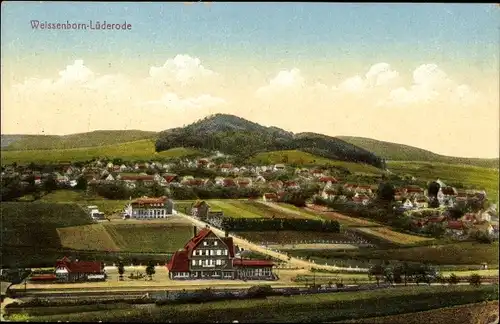 Ak Weißenborn Lüderode im Eichsfeld Thüringen, Panorama, Bahnhof