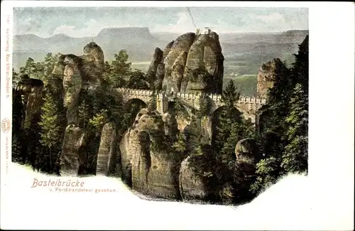 Ak Lohmen Sächsische Schweiz, Bastei, Basteibrücke