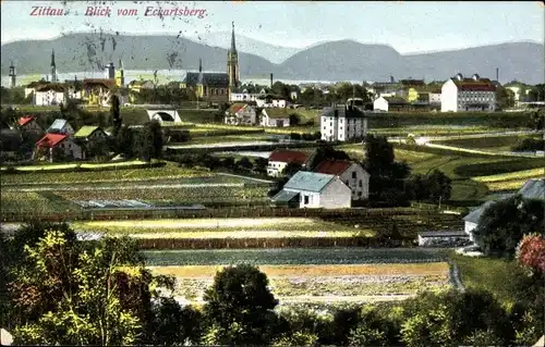 Ak Zittau in Sachsen, Gesamtansicht, Eckartsberg