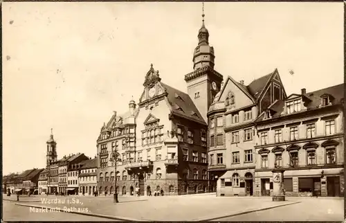 Ak Werdau an der Pleiße in Sachsen, Markt, Rathaus