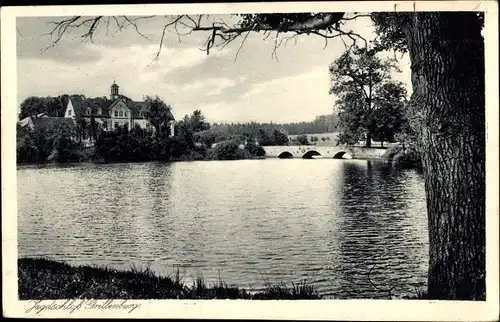 Ak Grillenburg Tharandt Sachsen, Königliches Jagdschloss Grillenburg, Brücke