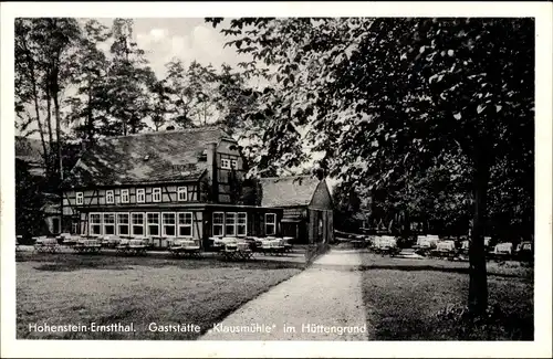 Ak Hohenstein Ernstthal Landkreis Zwickau, Gaststätte Klausmühle im Hüttengrund, Außenansicht, Weg