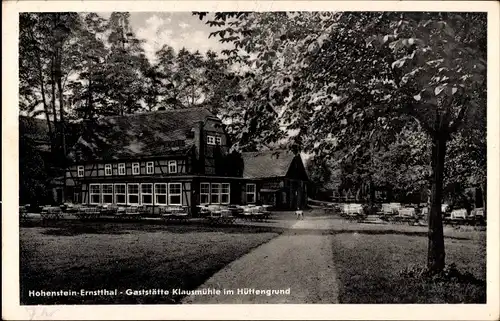 Ak Hohenstein Ernstthal in Sachsen, Gaststätte Klausmühle, Hüttengrund
