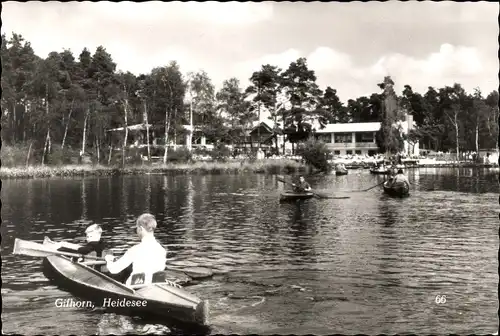 Ak Gifhorn in Niedersachsen, Heidesee, Kanu