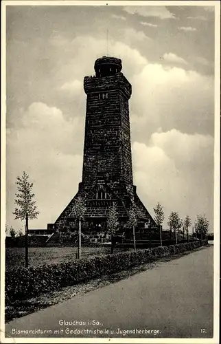 Ak Glauchau in Sachsen, Bismarckturm, Gedächtnishalle, Jugendherberge