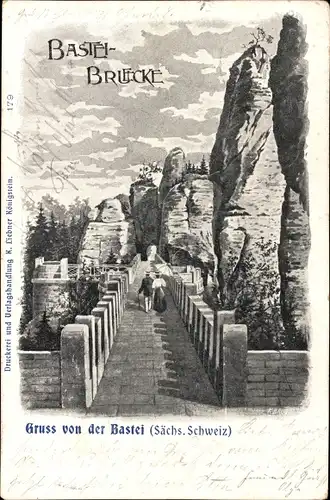 Litho Lohmen Sächsische Schweiz, Bastei, Basteibrücke