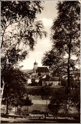 Ak Marienberg im Erzgebirge Sachsen, Goldkindstein, Kirche, Waisenhaus