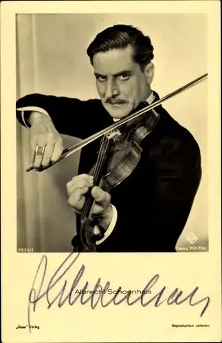 Ak Schauspieler Albrecht Schoenhals, Portrait, Violine