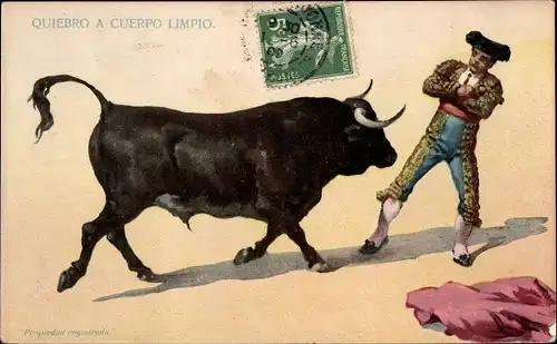 Ak Corrida de toros, Quiebro a Cuerpo Limpio