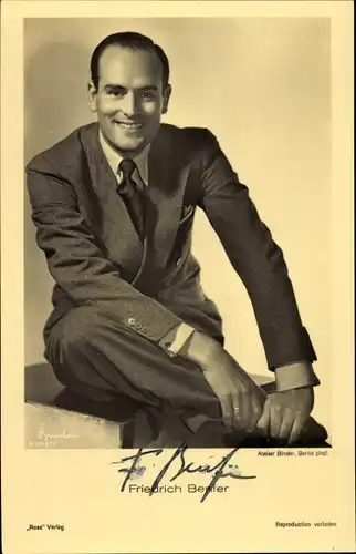 Ak Schauspieler Friedrich Benfer, Portrait, Autogramm