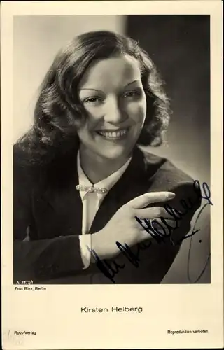 Ak Schauspielerin Kirsten Heiberg, Portrait, Ross 3373/1, Autogramm