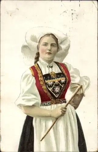 Ak Norwegen, Mädchen in Volkstracht