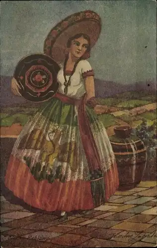 Künstler Ak Mexiko, Frau in Volkstracht, China Poblana