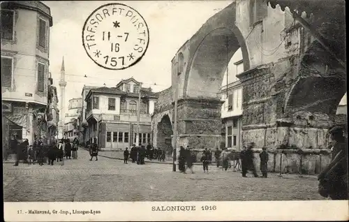 Ak Thessaloniki Griechenland, Triumphbogen Alexanders des Großen, 1916