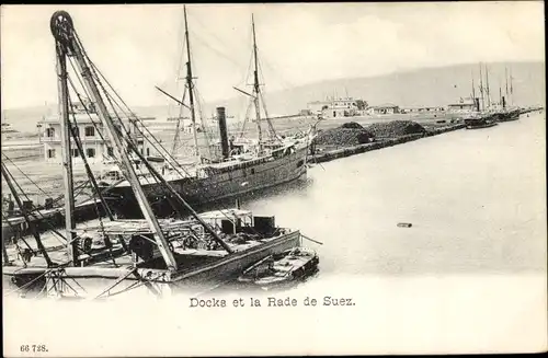 Ak Suez Ägypten, Docks und Hafen von Suez