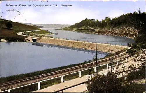 Ak Malter Dippoldiswalde im Osterzgebirge, Talsperre, Vorsperre, Bahnschienen